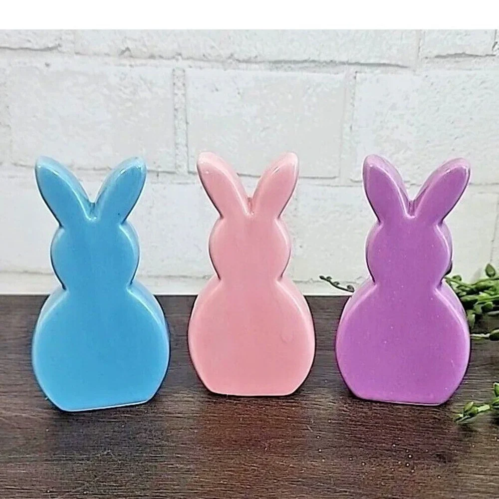 Easter Bunny Rabbit Peeps‎ Ceramic Figurines Pastel 4