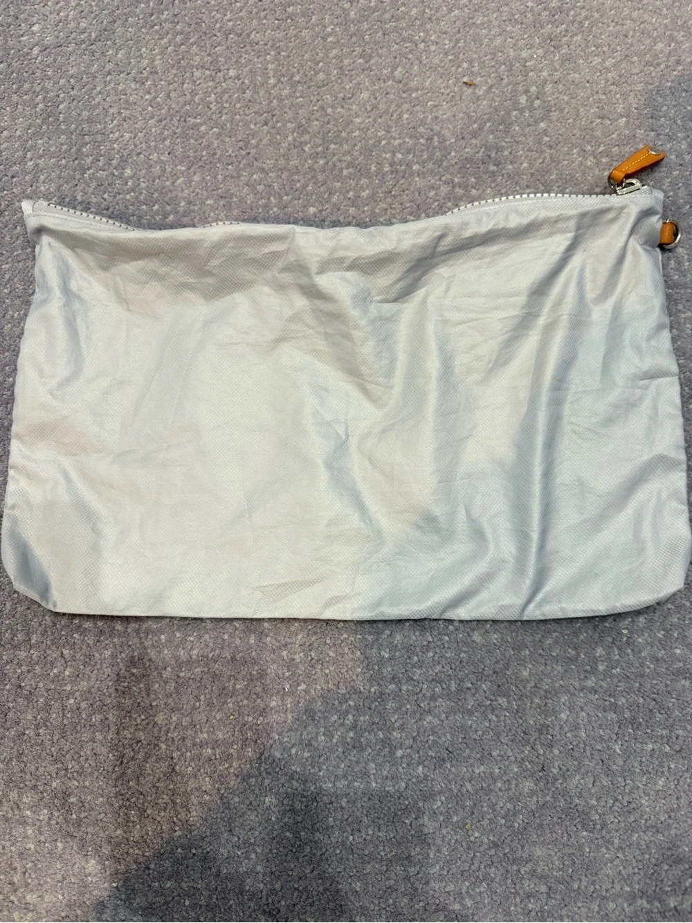 MZ Wallace Light Blue Pouch with Tan Logo Patch