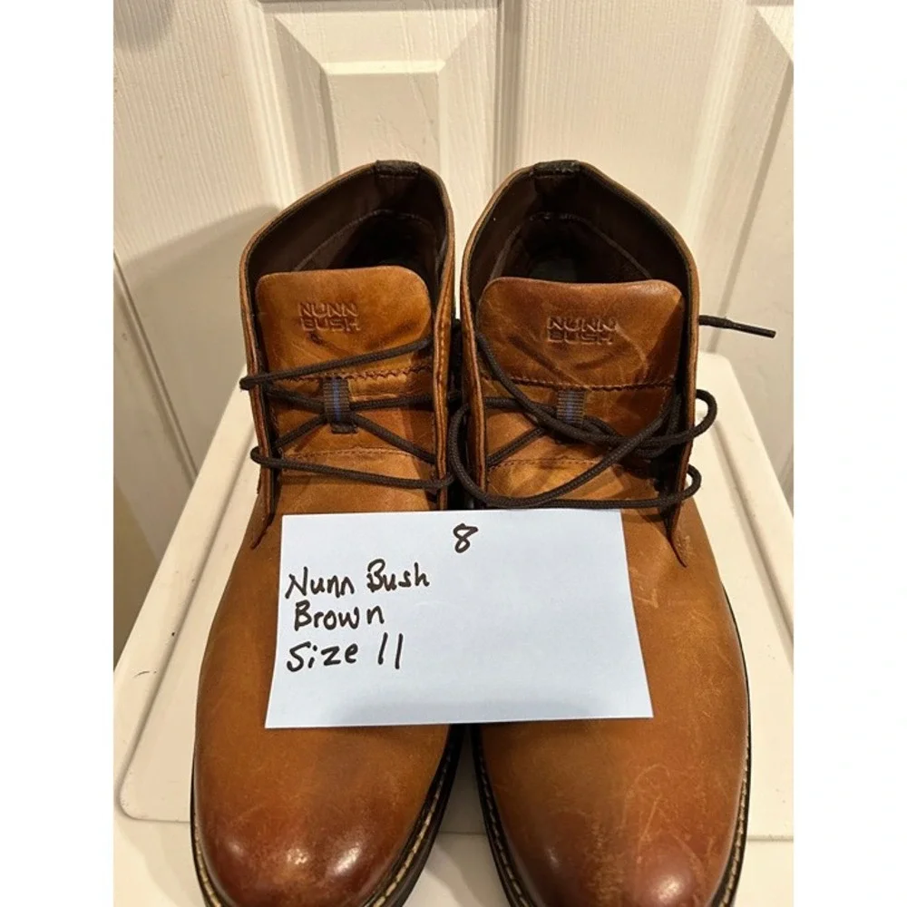 Nunn Bush Brown Leather Dress Boots Men's 11 Brogue