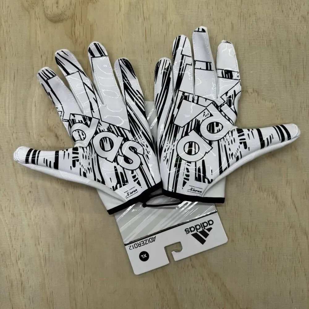 NEW Adidas Adizero 12 Football Gloves White Black Size XL AF1531-110