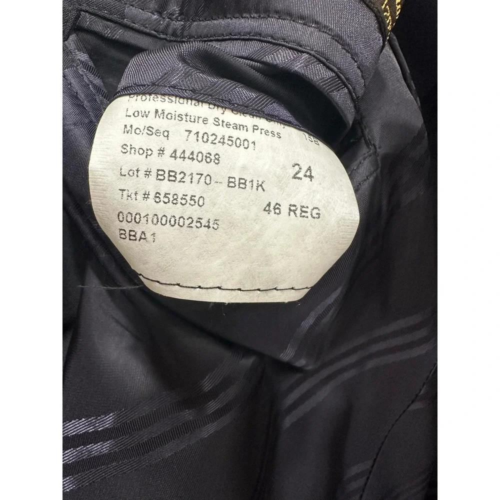 Brooks Brothers Loro Piana Super 120s Wool Navy Blue Blazer Gold Buttons 46 REG