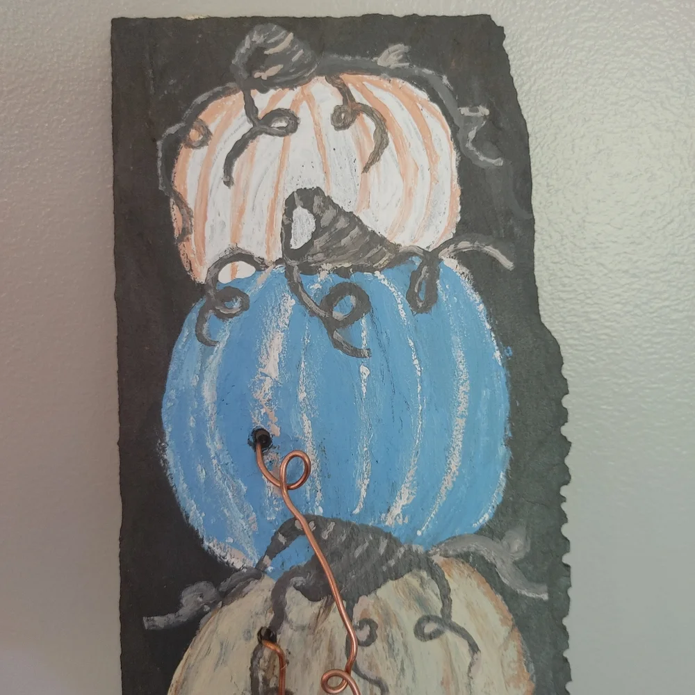 Handcrafted Handpainted Slate Pumpkin Harvest Autumn Decoration Hanging …