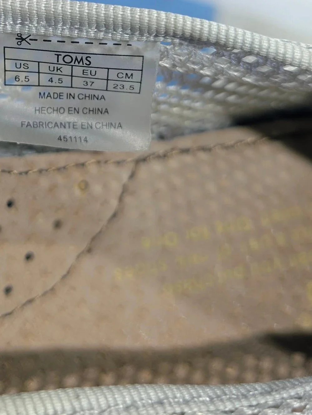 Toms breathable mesh