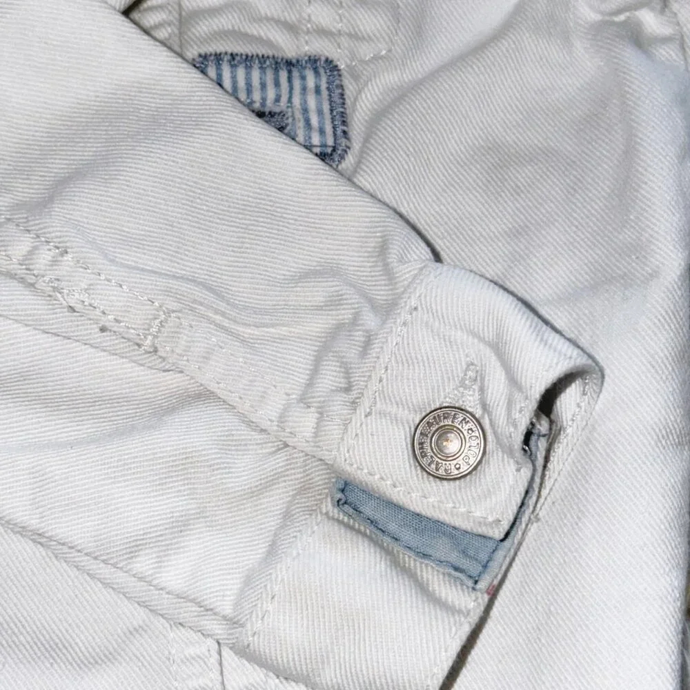 Polo Ralph Lauren Girls 6X White Denim Jacket Blue Patchwork Y2K Vintage