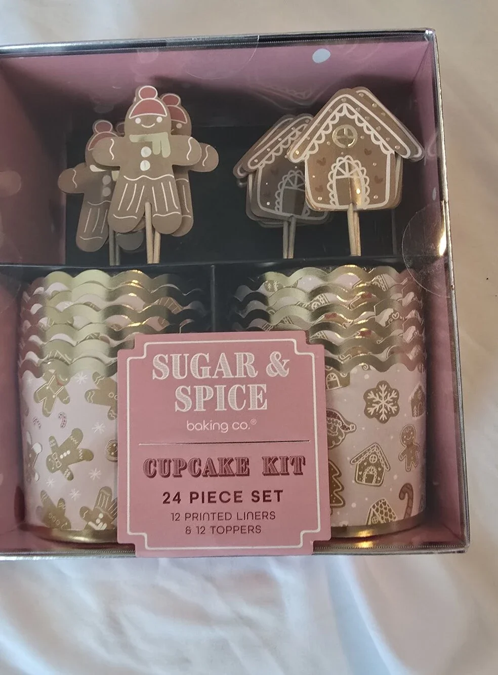 Sugar & Spice Pink Gingerbread Cupcake Kit - Festive 24-Piece Set