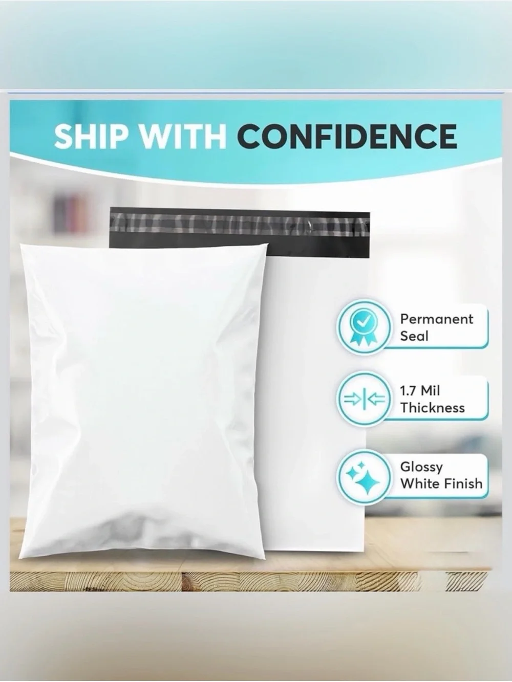 25 Large Poly Mailers 12”x15” ~ White