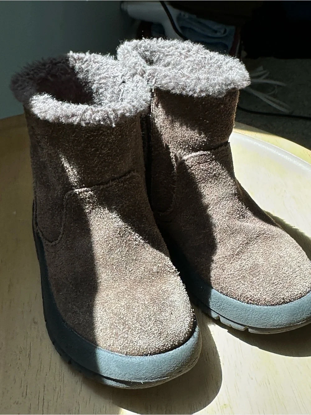Kids Brown Suede Winter Boot with Cozy Shearling Lining