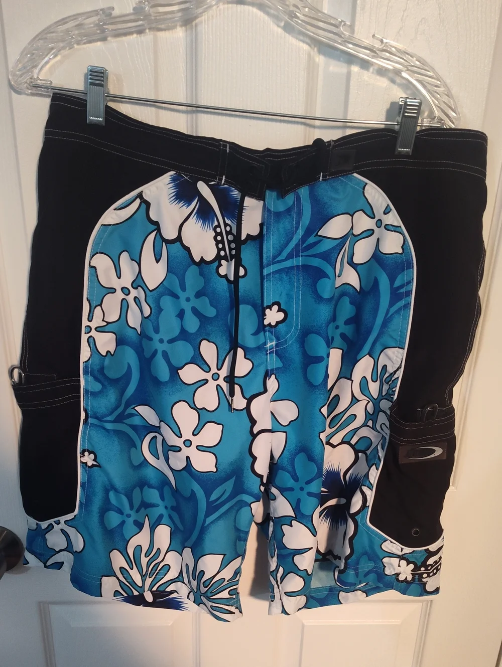 Oakley Men’s Blue Floral Swim Shorts with Black Panels