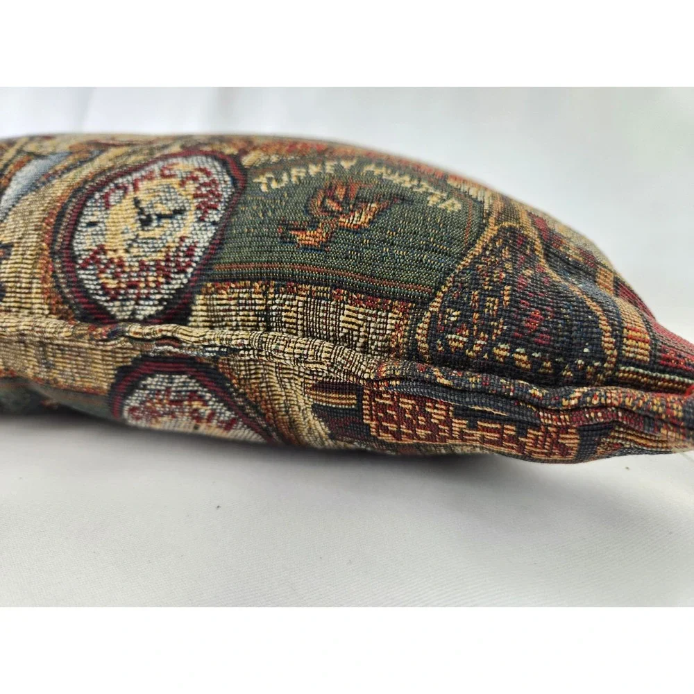 Woven Tapestry Cabin Pillow Rustic Lodge Camping Fishing Couch Vacation Home