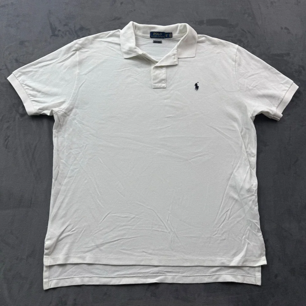 Polo Ralph Lauren Mens XL White Classic Fit Short Sleeve Pique Polo Shirt