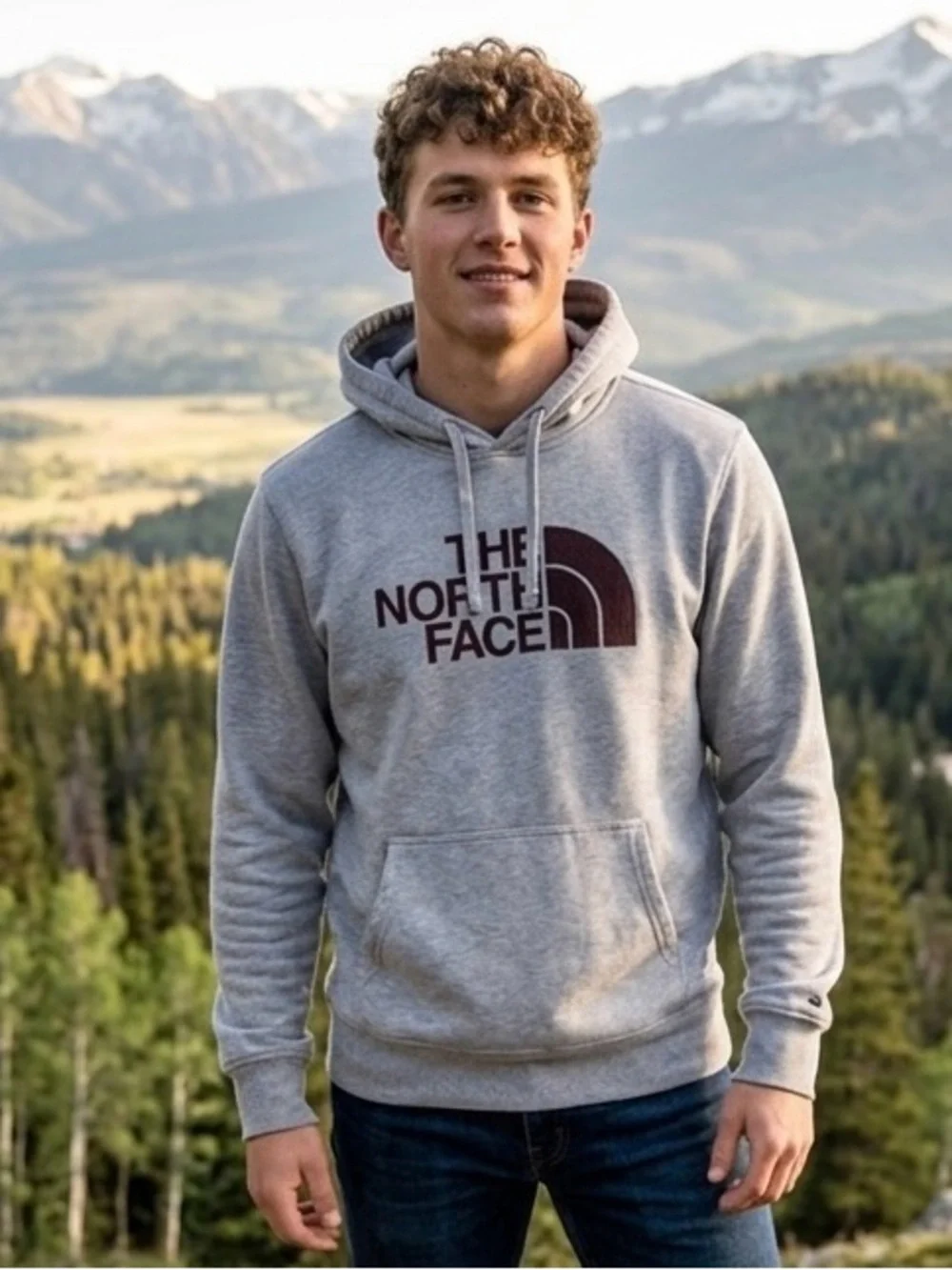 The North Face Heather Gray Pullover Hoodie Sweatshirt Cozy Cotton Warm Casual