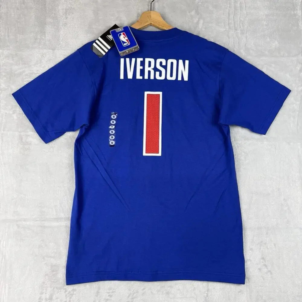 NWT Adidas NBA Detroit Allen Iverson #1 Jersey T-Shirt Size S ‘Dead Stock’ 2000s
