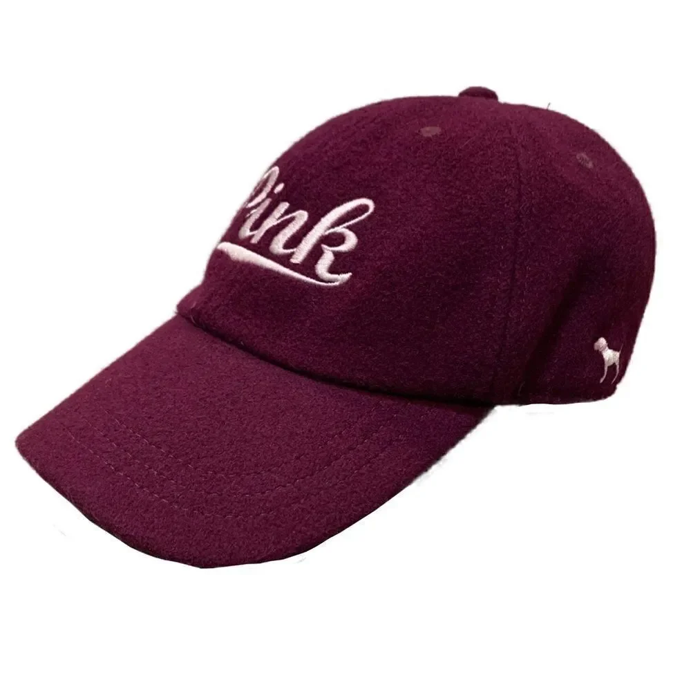 Victoria's Secret PINK Logo Wool blend Baseball Cap Maroon