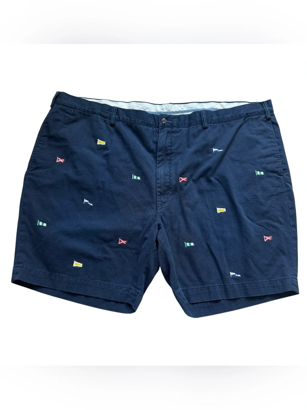 Polo Ralph Lauren Bedford Chino Shorts 52B Navy Nautical Flag Embroidered Golf