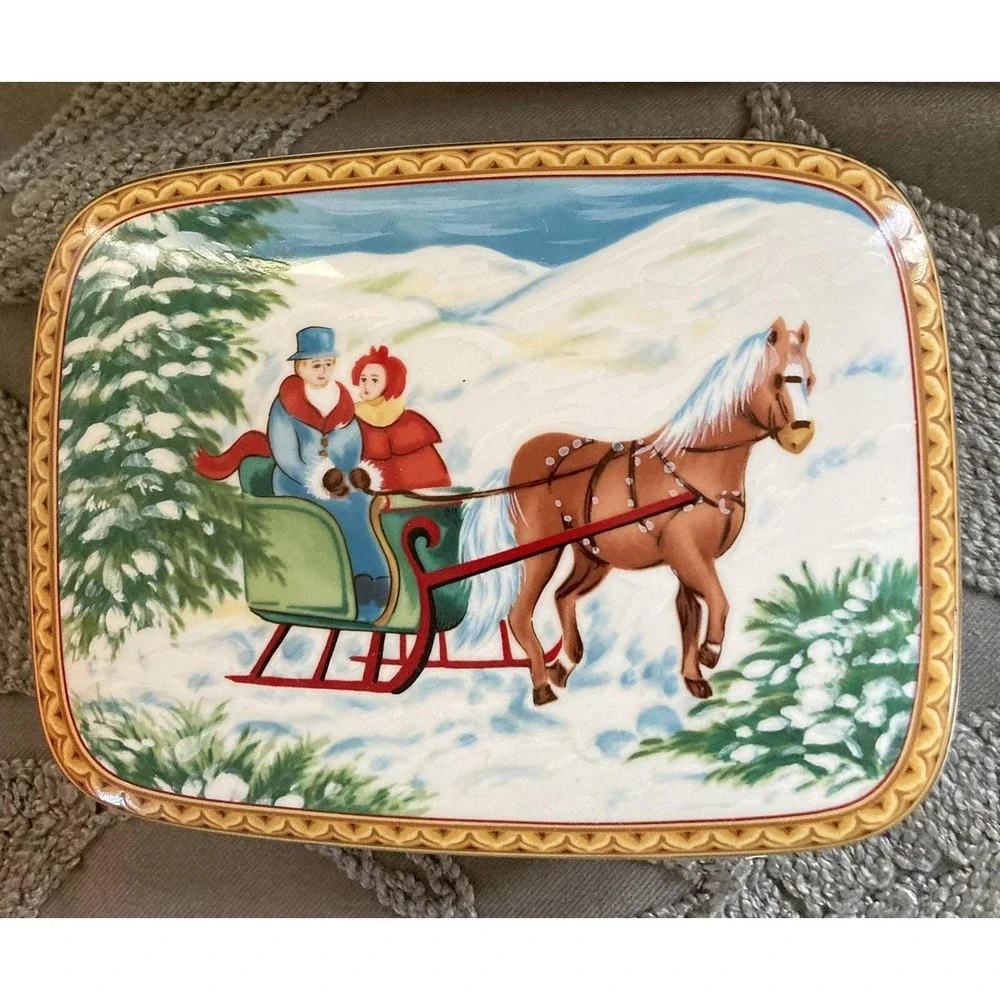 Trinket Box Horse Drawn Winter Sleigh Christmas 6