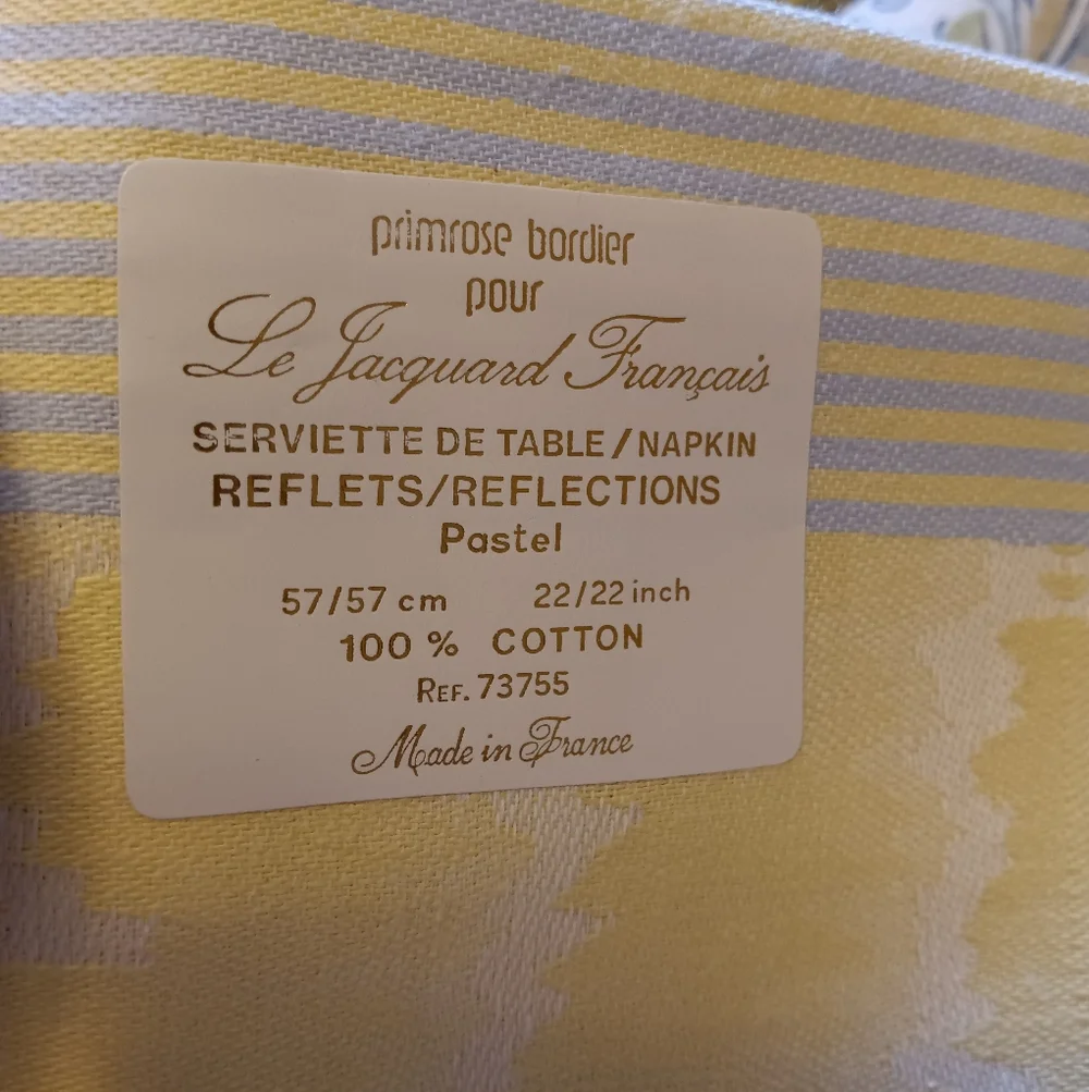 4 NEW Le Jacquard Francais Primrose Bordier Pour Cloth Napkins Set