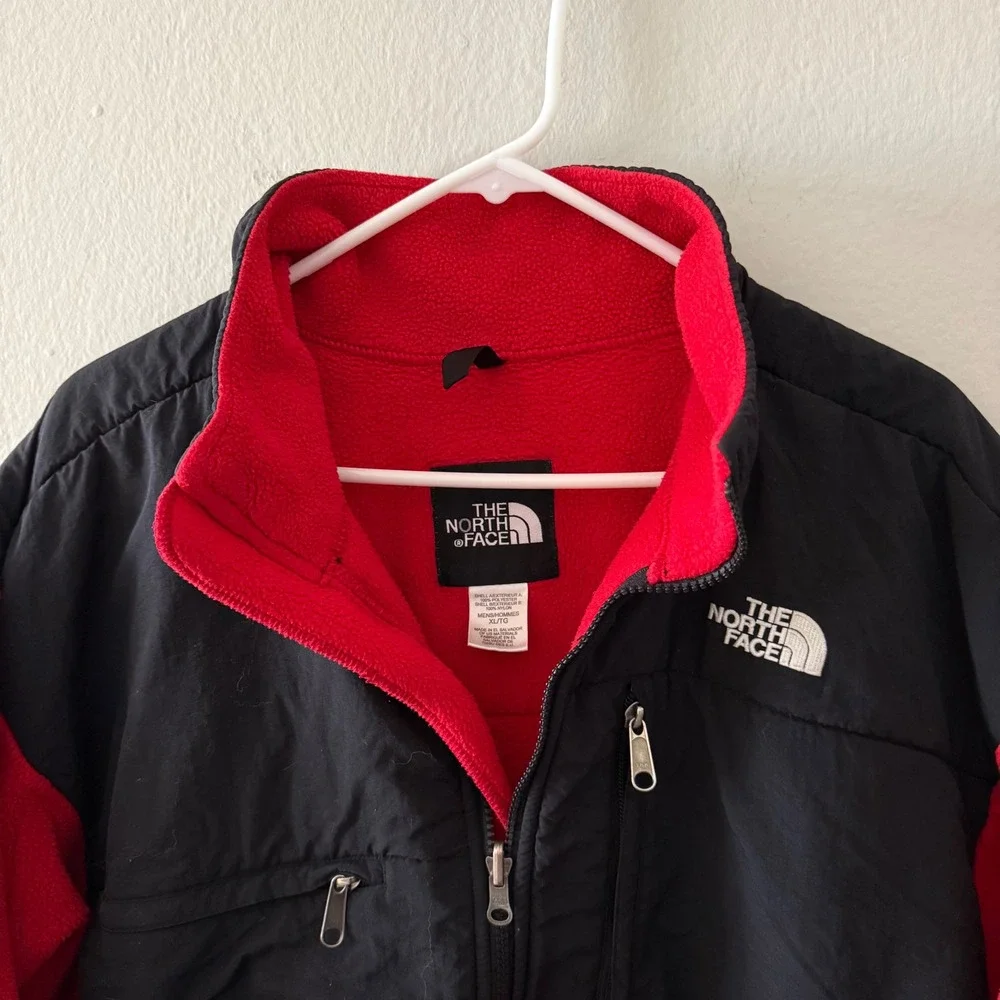 Vintage The North‎ Face Denali Fleece Jacket Mens XL Red Black Colorblock Zip
