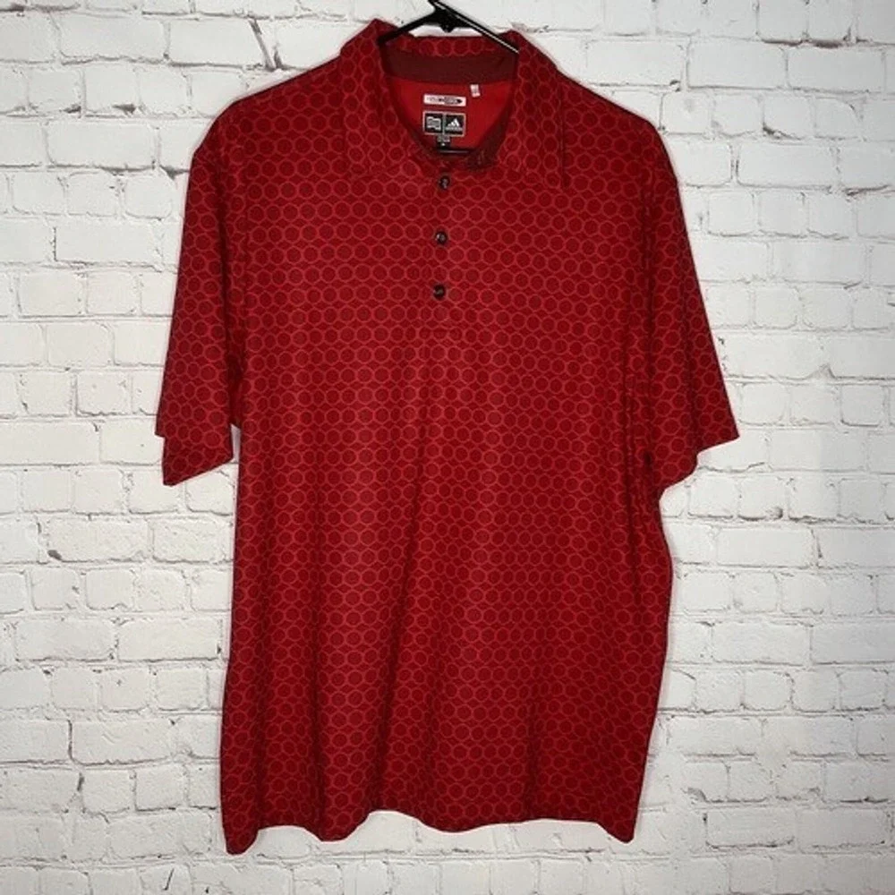 Adidas Climacool Red Short Slv. Golf‎ Polo Shirt Men M Vietnam Polyester/Spandex