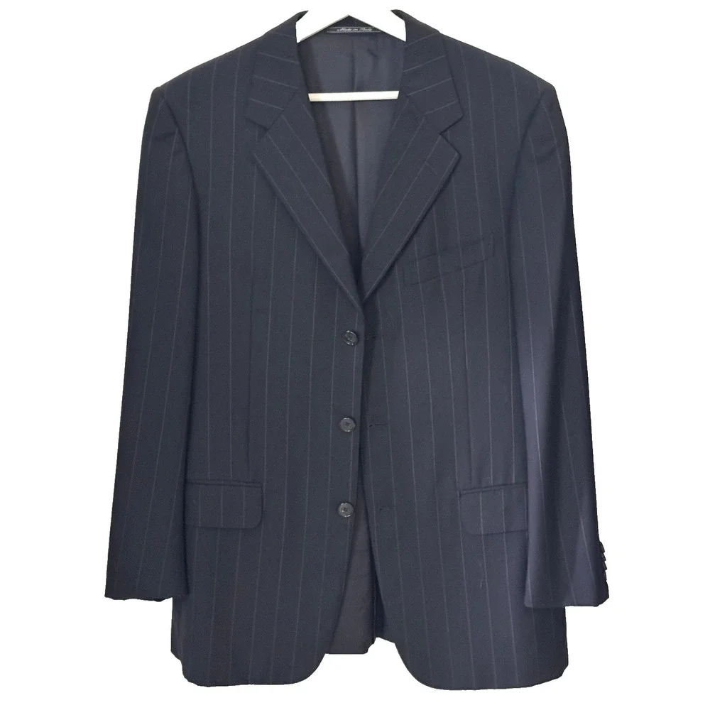 Ermenegildo Zegna Mens Trofeo Wool Blazer 48R (Fits 42R) Navy Pinstripe Boyds