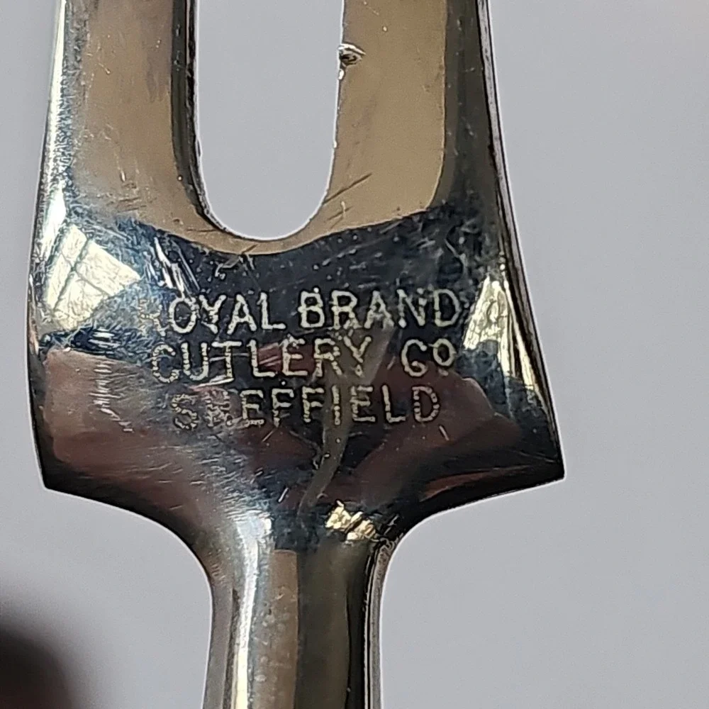 Vtg Royal Brand‎ Sheffield England Carving Set Stag Horn Handle Stainless Steel