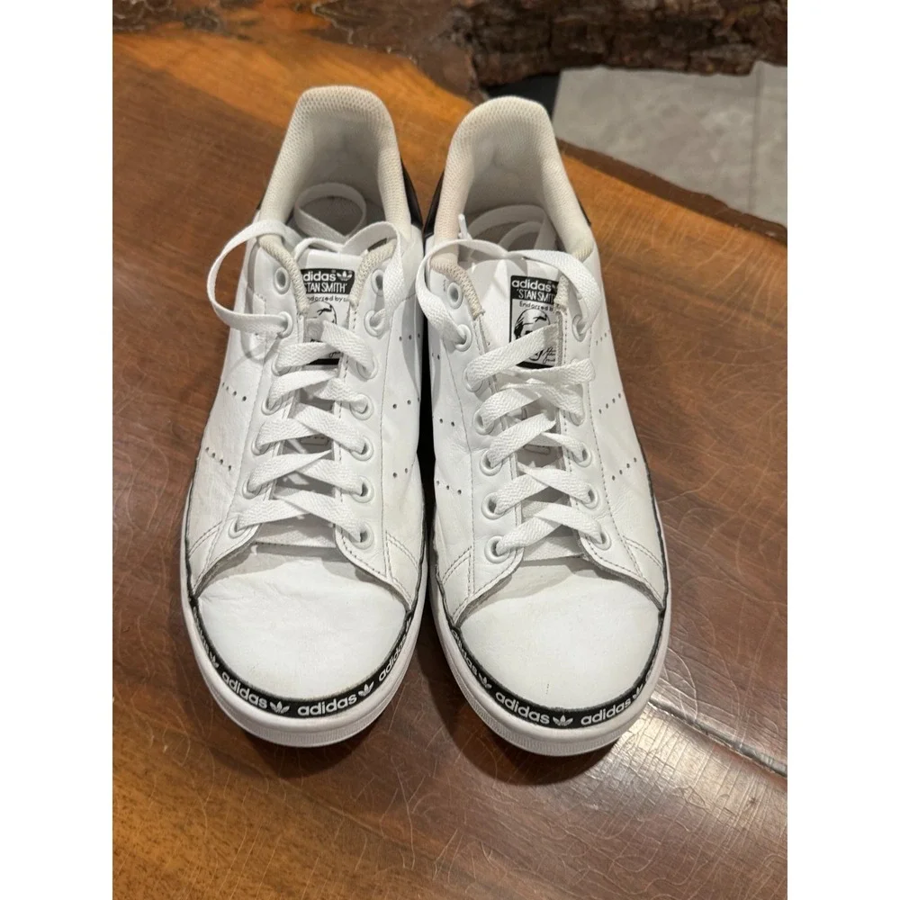 Adidas Stan Smith Leather Shoes White Black Logo‎ Tape Men's/Women's