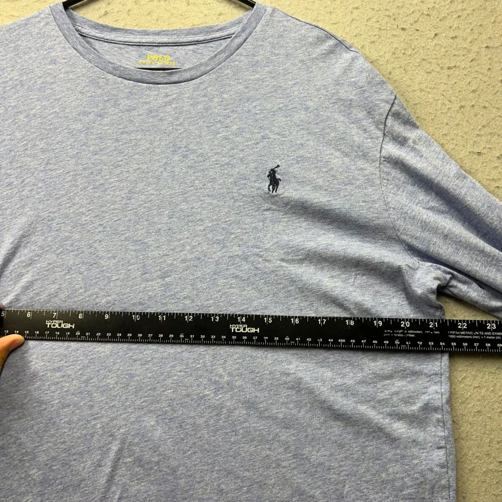 Polo Ralph Lauren Mens Long Sleeve T-Shirt Blue Heather Pony Logo Large 2212