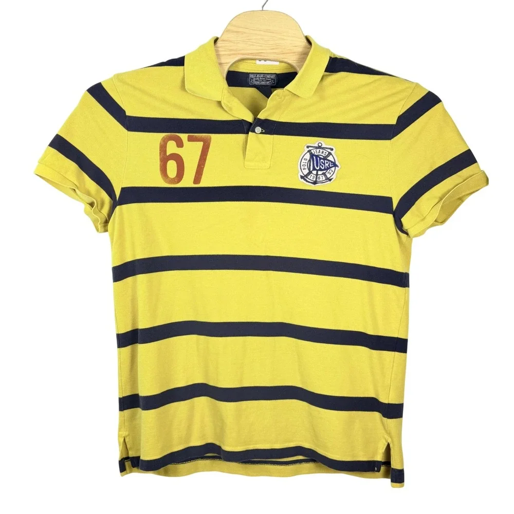 Vintage Polo Jeans Co Ralph Lauren Polo Men‎ Large Yellow Striped Crest Patch 67