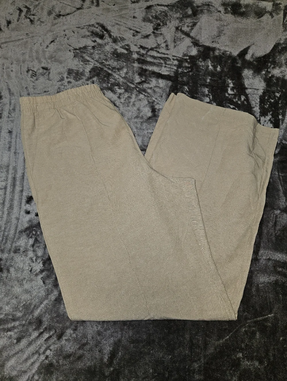 NWT H&M Womens Pull On Elastic-Waist Light Tan Wide Leg Linen Blend Pants SZ Med