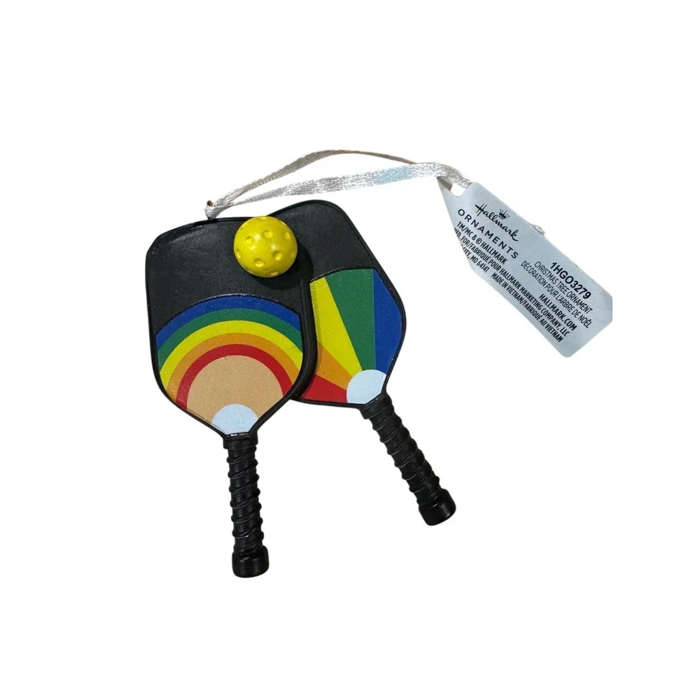 Pickleball‎ Christmas Ornament Rainbow Paddles Sports Holiday Decor With Box