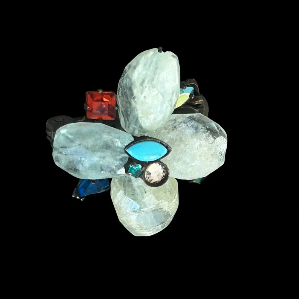 VTG Sorelli Pin Brooch Multicolor Stones Flower Shape 1
