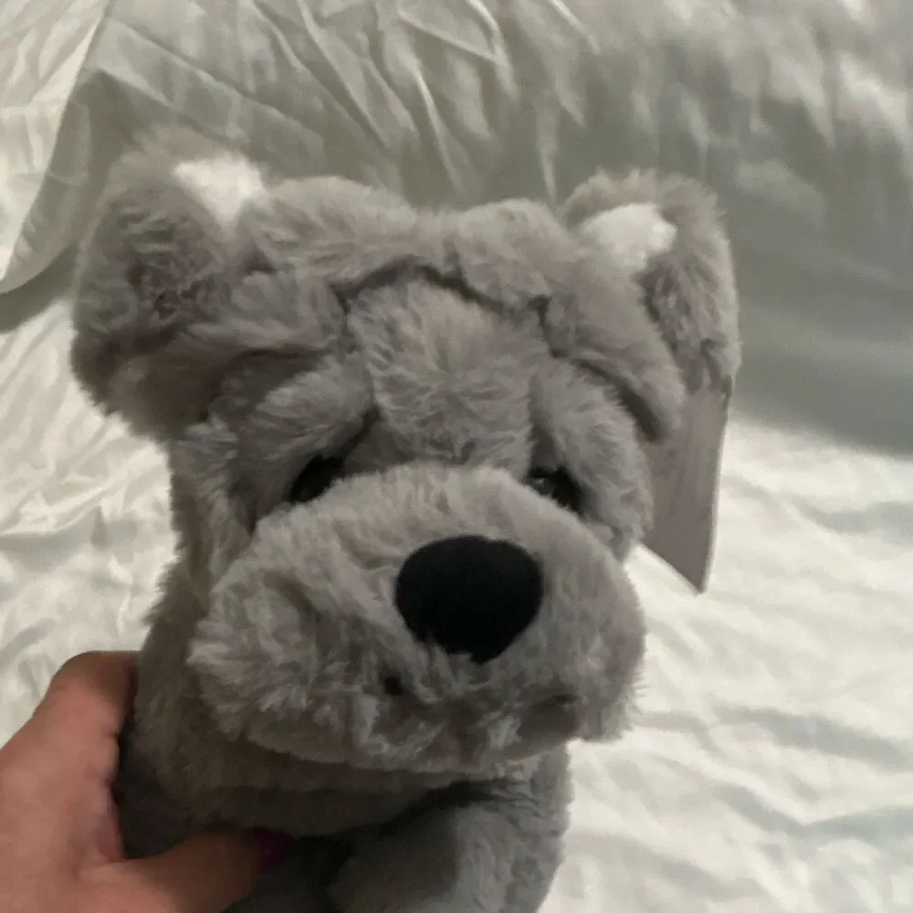 Celebrate Gray Bulldog Plush Doll Red Collar Washable Small 2018 MPN 356345