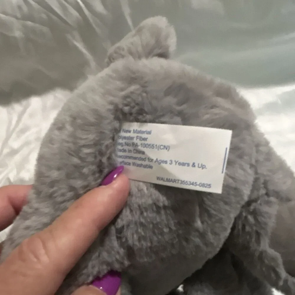 Celebrate Gray Bulldog Plush Doll Red Collar Washable Small 2018 MPN 356345