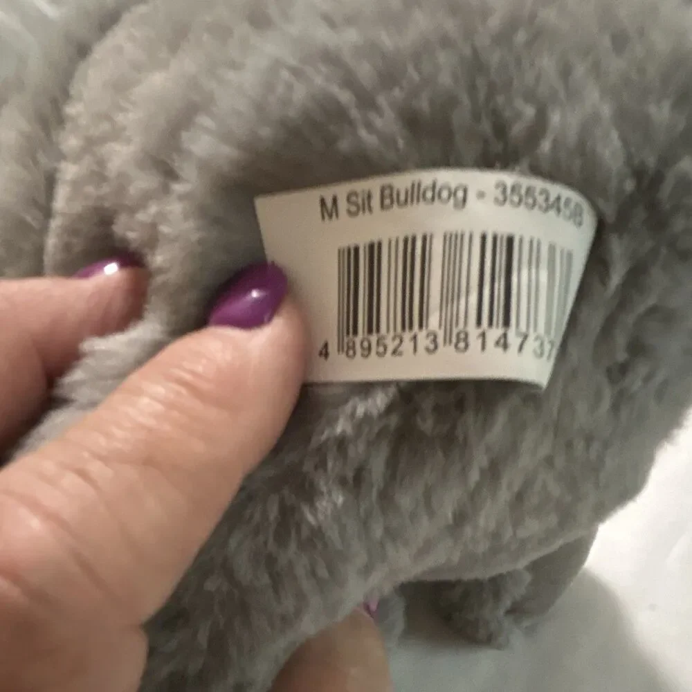 Celebrate Gray Bulldog Plush Doll Red Collar Washable Small 2018 MPN 356345