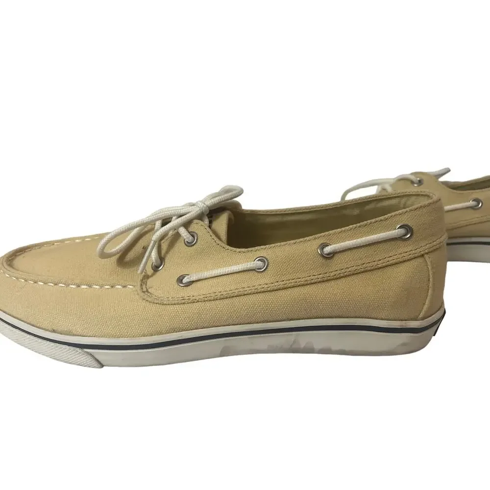 US Polo Assn Mens Canvas Boat Shoes Tan Beige Deck Nautical Old Money‎ Summer