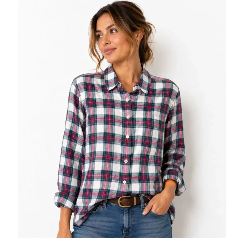 NWT J.Crew Plaid Button Up Shirt Small Cotton Tartan Long Sleeve Preppy