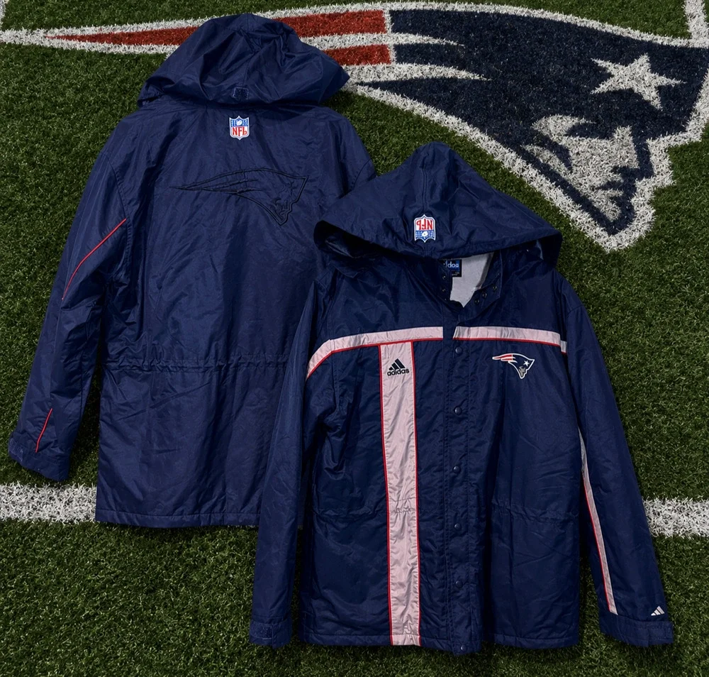 New England Patriots Adidas Hooded Full Zip Jacket Men’s M Vintage NFL