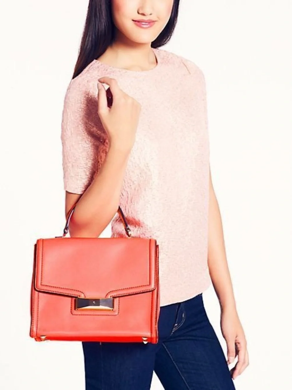 Kate Spade CARROLL PARK PENELOPE Leather satchel Handbag Surprise Coral NWT