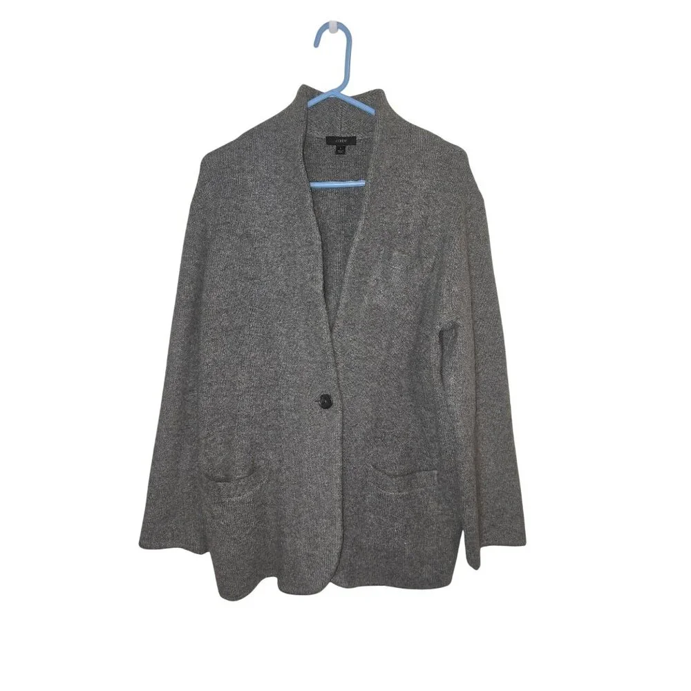 J.Crew Cocoon sweater-blazer grey L Acrylic & Merino Wool Alpaca‎ Cardigan