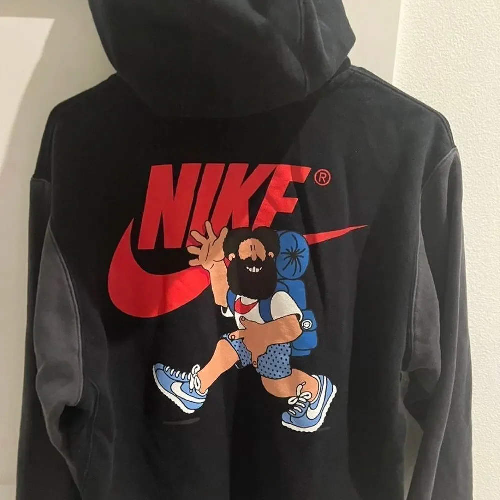 Nike Youth Sportswear Hiker Club Graphic Black Grey Hoodie M