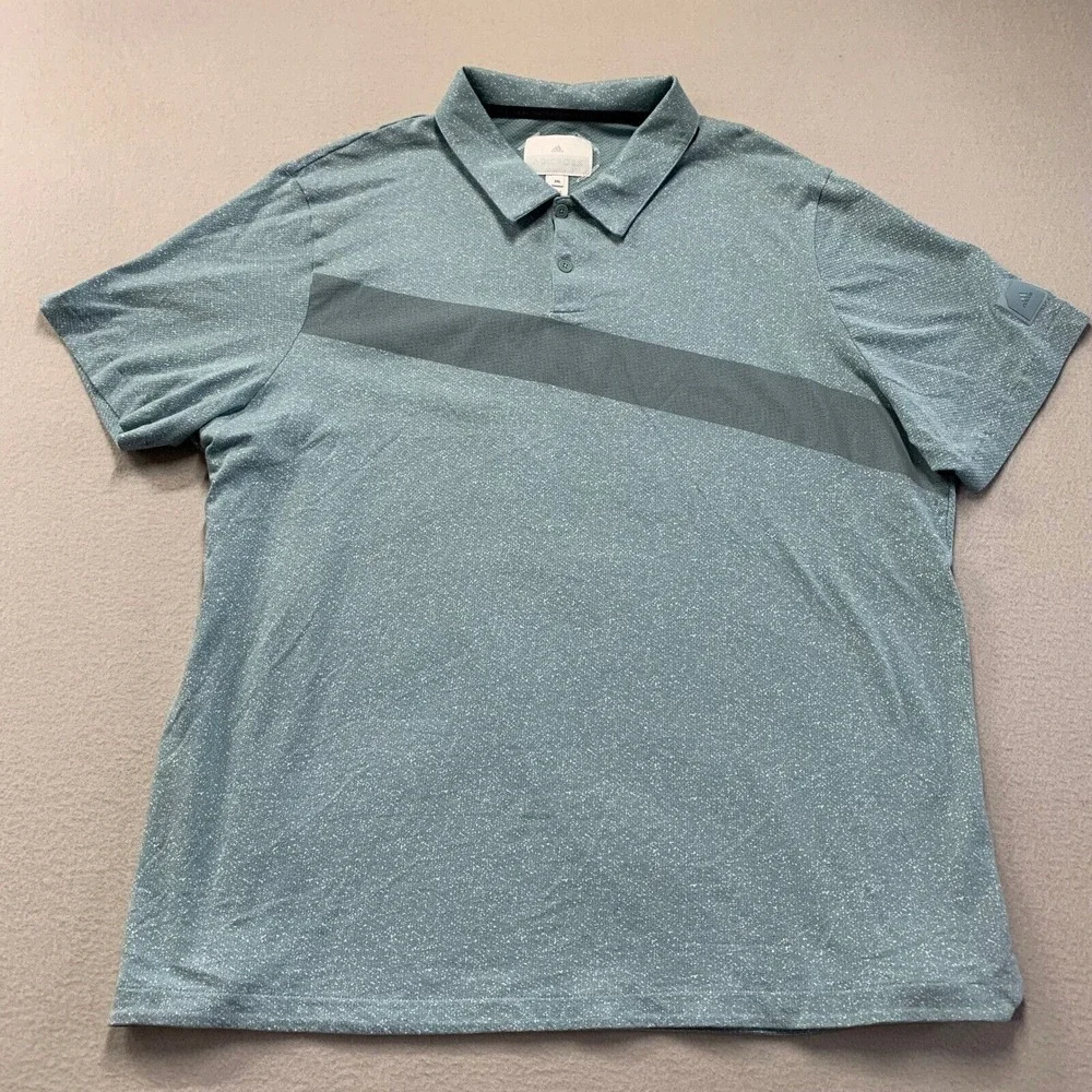 adidas ADICROSS Golf Polo Shirt Mens 2XL‎ Teal Blue Tech Performance Stretch