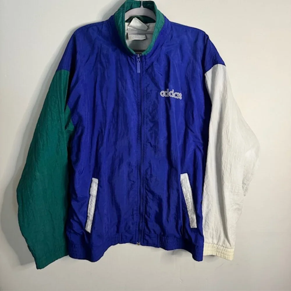 Vintage Men's Adidas Windbreaker / Track Jacket Color Block Size Medium