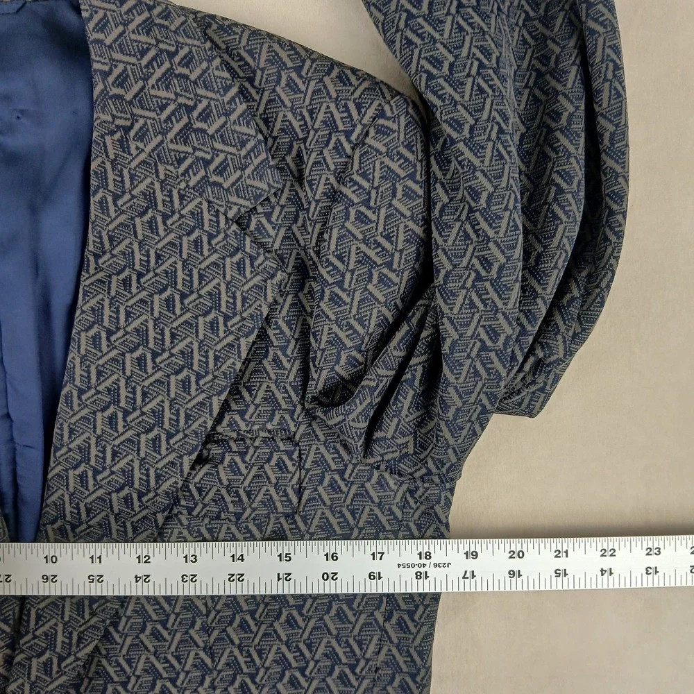VTG 1070s Keith Adams California 36R Mens Blazer Jacket Geometric Polyester FLAW