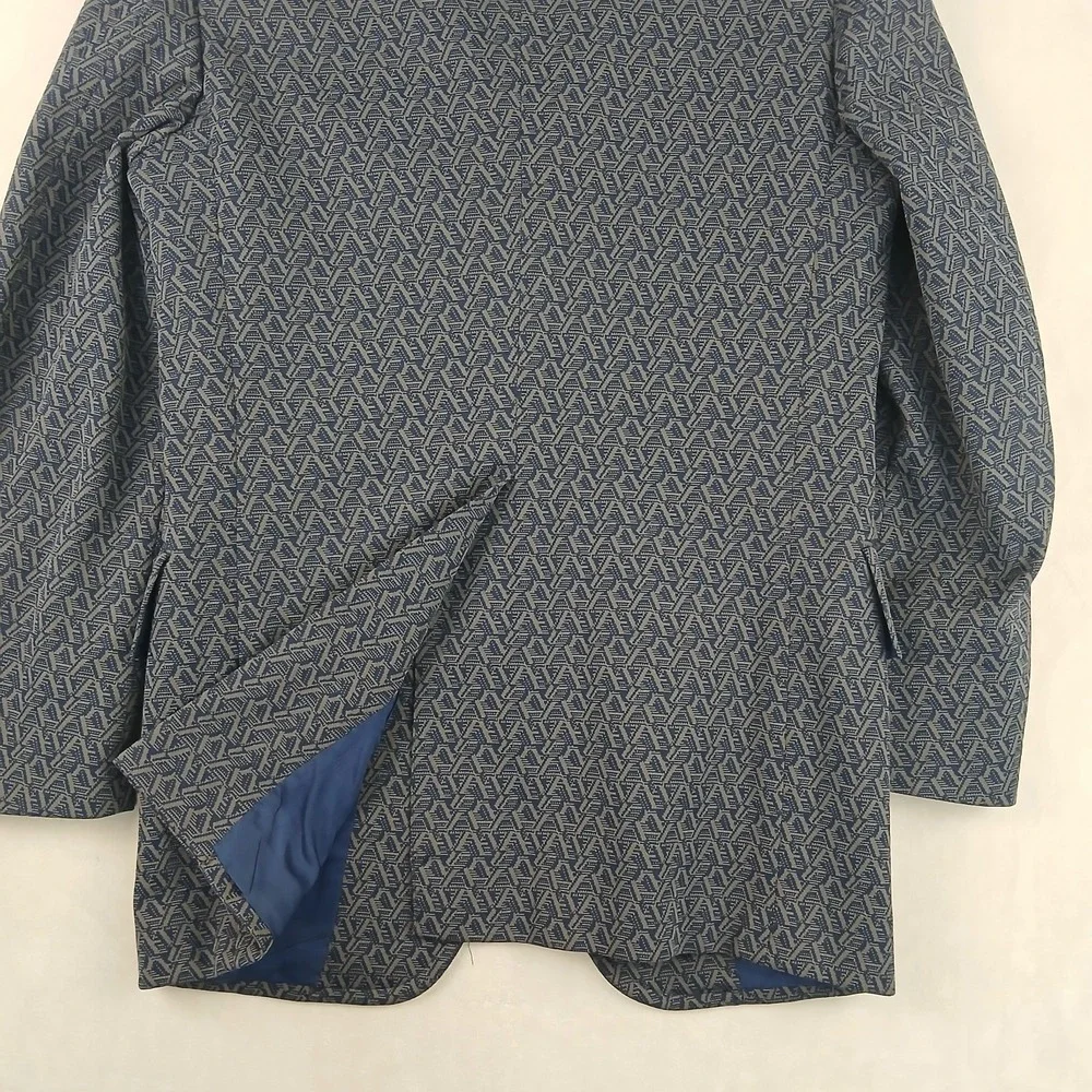 VTG 1070s Keith Adams California 36R Mens Blazer Jacket Geometric Polyester FLAW