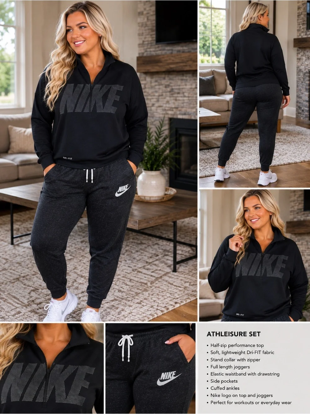 Nike Black Women’s Athleisure Jogger Set with Logo
