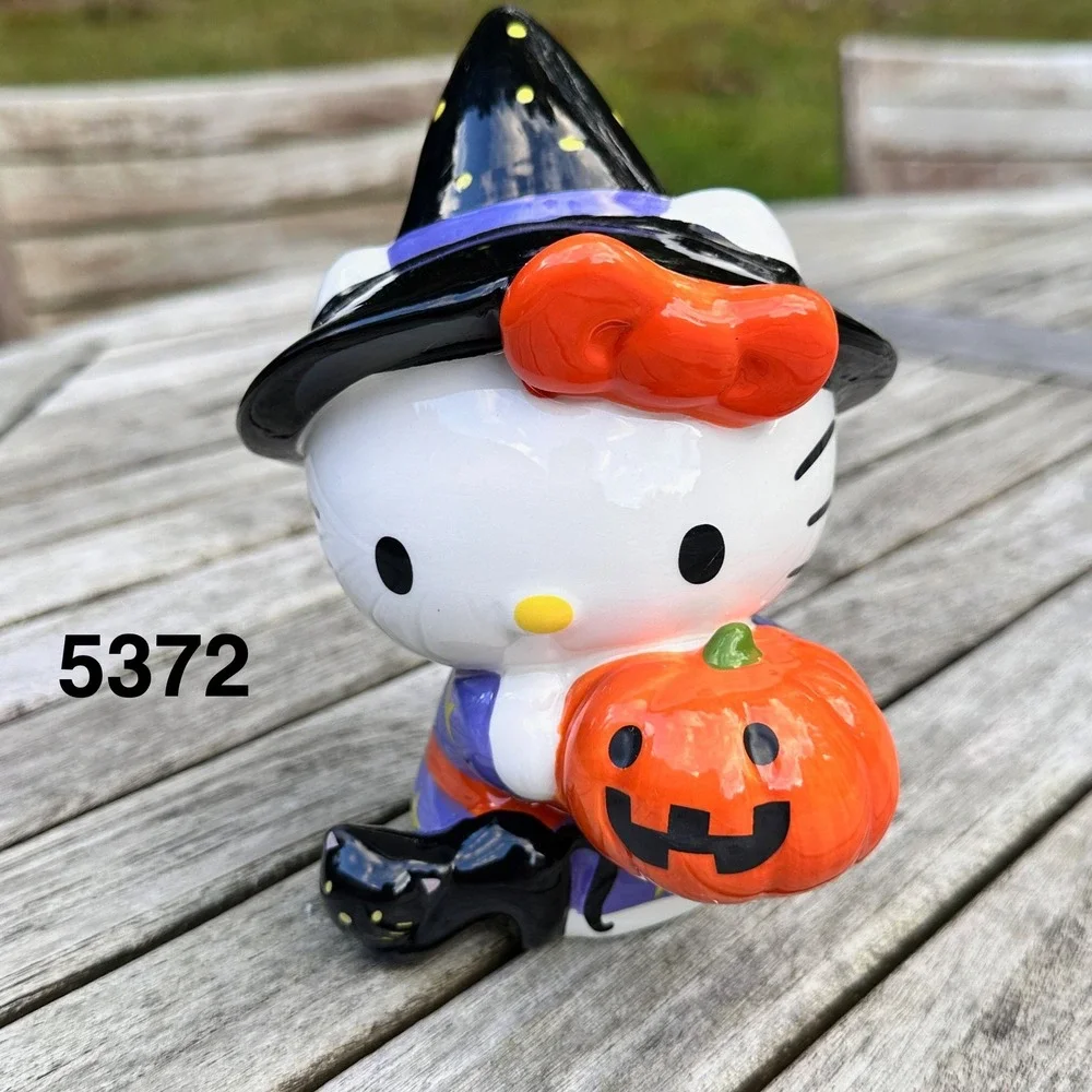 Blue Sky Sanrio Hello Kitty Halloween Witch Ceramic Figurine Pumpkin 2024 6.5