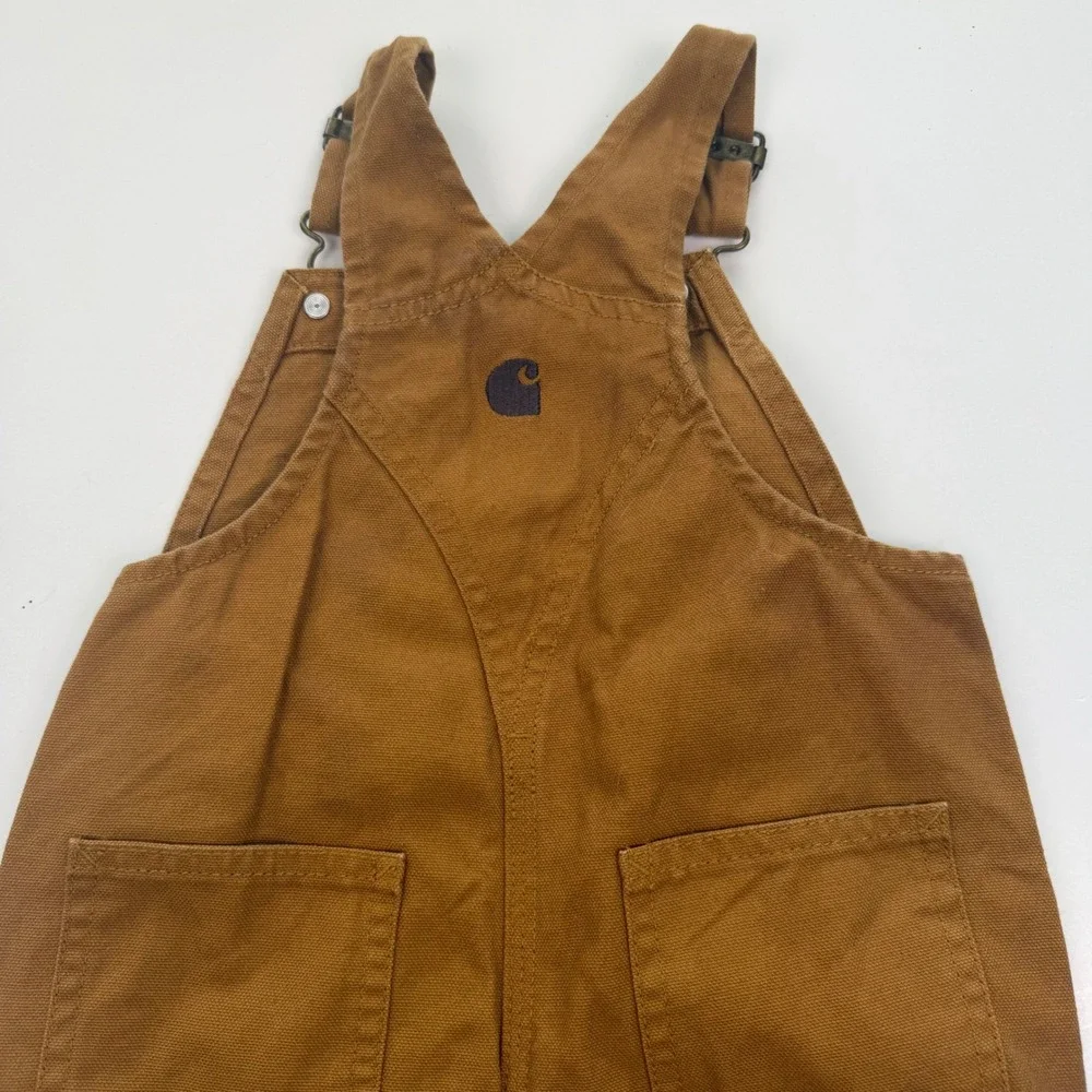 Carhartt Kids Brown Duck Canvas Double Knee Bib Overall 24 months Play Outdoor