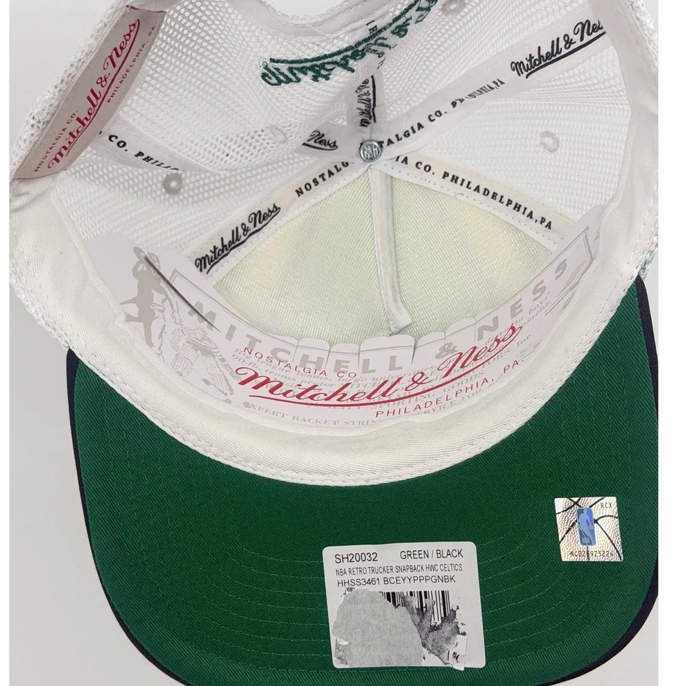 Mitchell‎ Ness Boston Celtics NBA Retro Trucker Snapback Hat Green Black Fit NWT