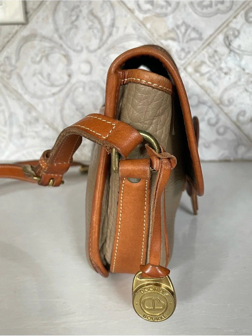 Dooney & Bourke - Vintage Taupe Crossbody with Tan Trim