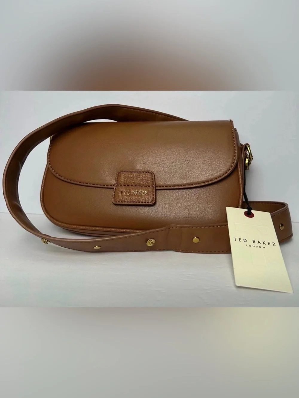 Ted Baker Brown Leather Crossbody Bag with Gold Hardware