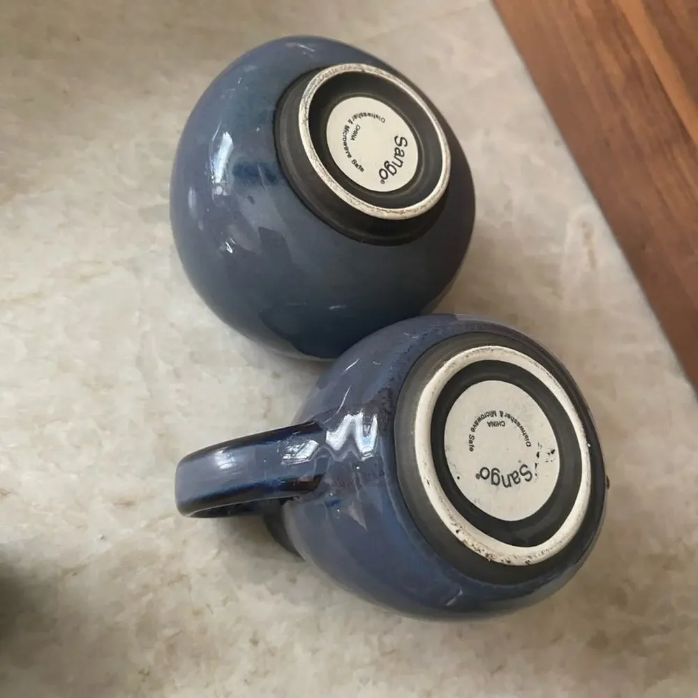 Sango Blue Ceramic Sugar and Creamer Set Nova Blue *Retired